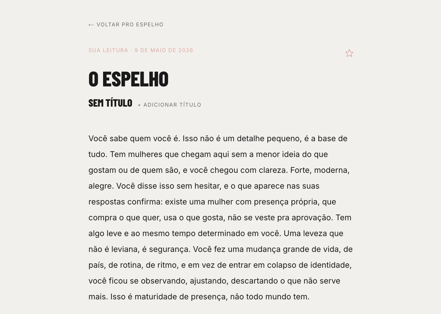Leitura do Espelho da Personalidade escrita pela Flávia